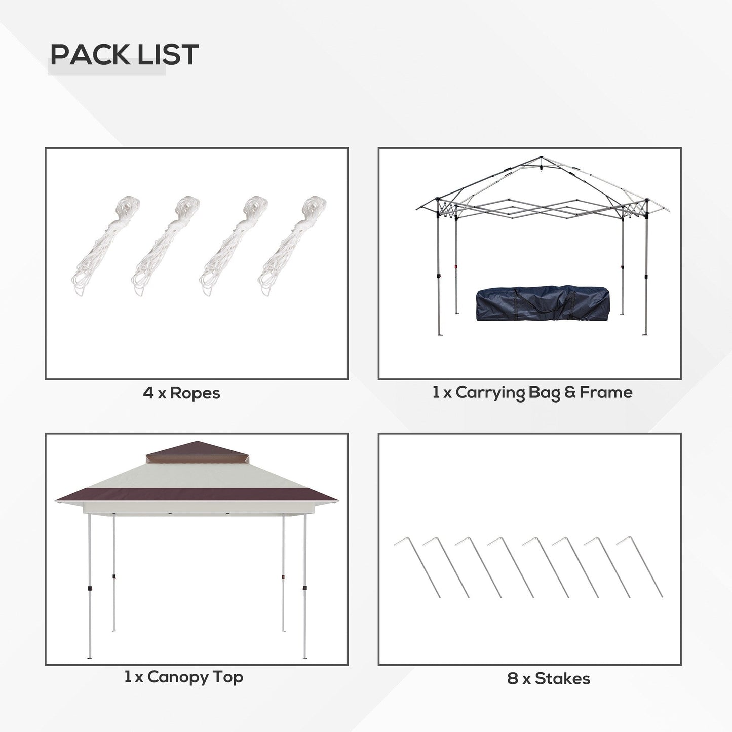 Abri pare-soleil instantané Outsunny 3,65 m x 3,65 m avec parois latérales en filet et hauteur réglable sur 3 niveaux