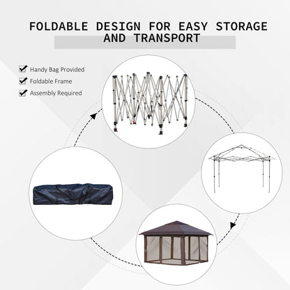 Abri pare-soleil instantané Outsunny 3,65 m x 3,65 m avec parois latérales en filet et hauteur réglable sur 3 niveaux