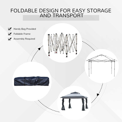 Abri pare-soleil instantané Outsunny 3,65 m x 3,65 m avec parois latérales en filet et hauteur réglable sur 3 niveaux