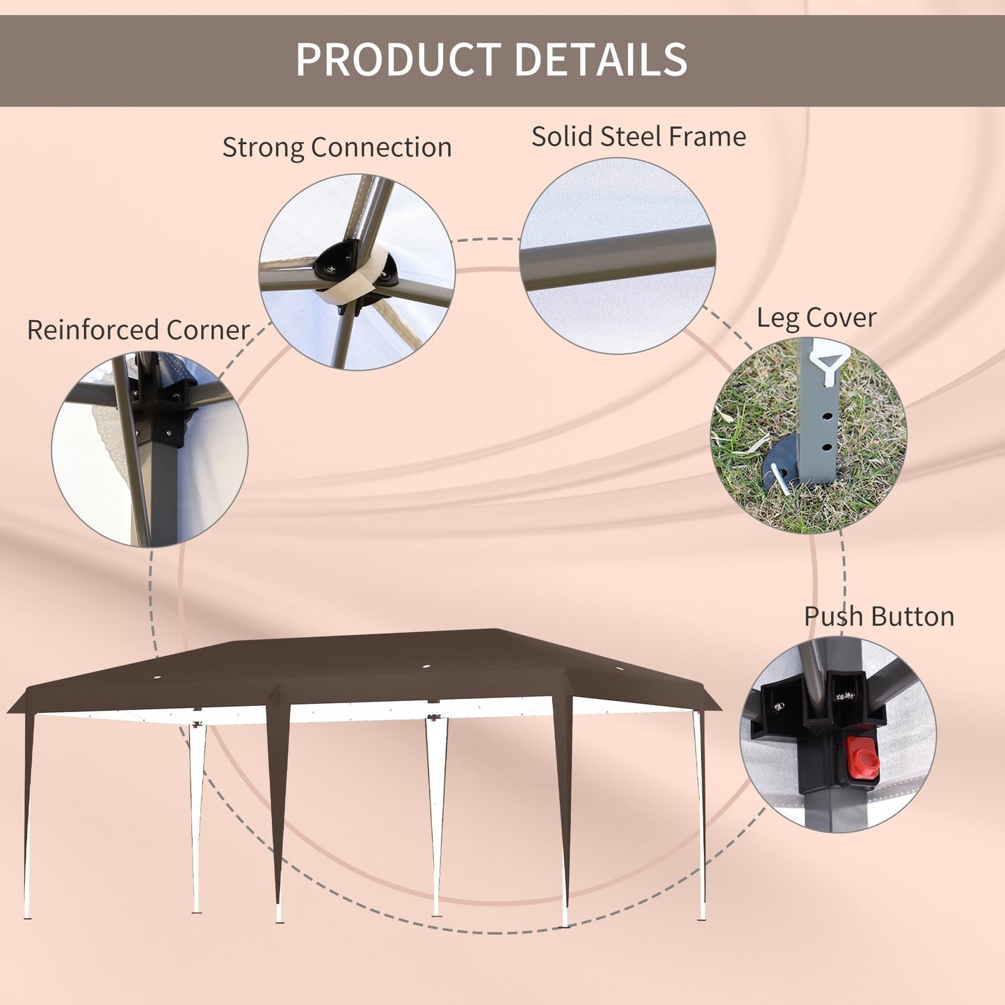 Auvent pliable robuste Outsunny avec structure solide, toit anti-UV et sac de transport pour terrasse, jardin, plage, etc.