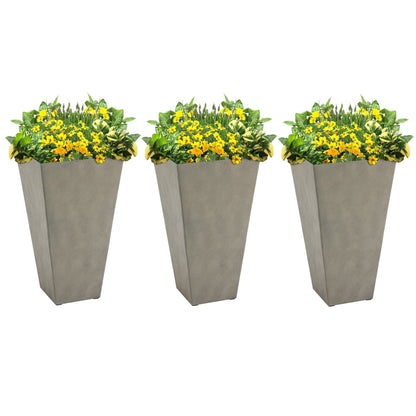 Ensemble de 3 pots de fleurs en plastique Outsunny de 71 cm de haut, grands pots de jardin en plastique pour l'intérieur et l'extérieur, pour l'entrée, la terrasse et le jardin.