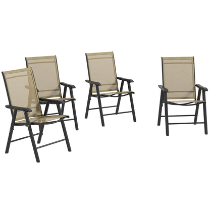 Ensemble de 4 chaises de patio pliantes Outsunny au design simple et élégant, confortables pour la terrasse, le jardin, la cour et les voyages.