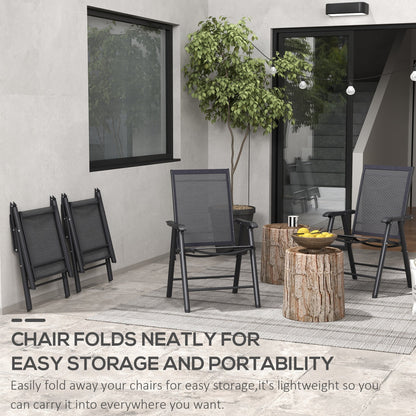 Ensemble de 4 chaises de patio pliantes Outsunny au design simple et élégant, confortables pour la terrasse, le jardin, la cour et les voyages.