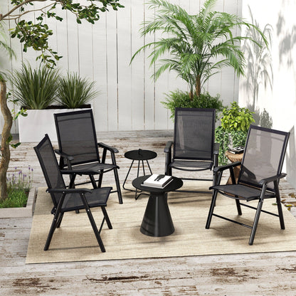 Ensemble de 4 chaises de patio pliantes Outsunny au design simple et élégant, confortables pour la terrasse, le jardin, la cour et les voyages.