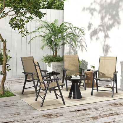 Ensemble de 4 chaises de patio pliantes Outsunny au design simple et élégant, confortables pour la terrasse, le jardin, la cour et les voyages.
