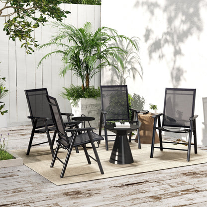Ensemble de 4 chaises de patio pliantes Outsunny au design simple et élégant, confortables pour la terrasse, le jardin, la cour et les voyages.