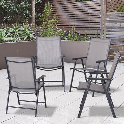 Ensemble de 4 chaises de patio pliantes Outsunny au design simple et élégant, confortables pour la terrasse, le jardin, la cour et les voyages.
