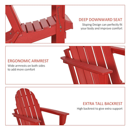 Chaise Adirondack pliante Outsunny, chaises longues d'extérieur en plastique PEHD résistant aux intempéries pour terrasse, patio et jardin
