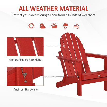 Chaise Adirondack pliante Outsunny, chaises longues d'extérieur en plastique PEHD résistant aux intempéries pour terrasse, patio et jardin