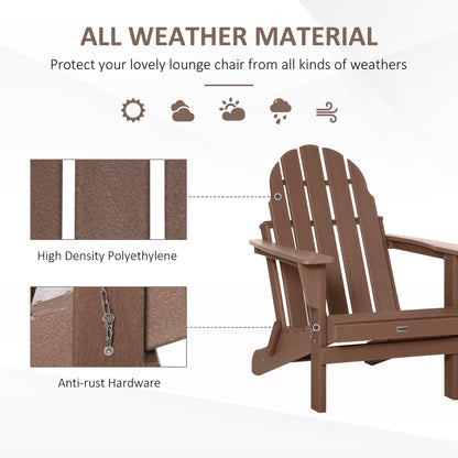 Chaise Adirondack pliante Outsunny, chaises longues d'extérieur en plastique PEHD résistant aux intempéries pour terrasse, patio et jardin