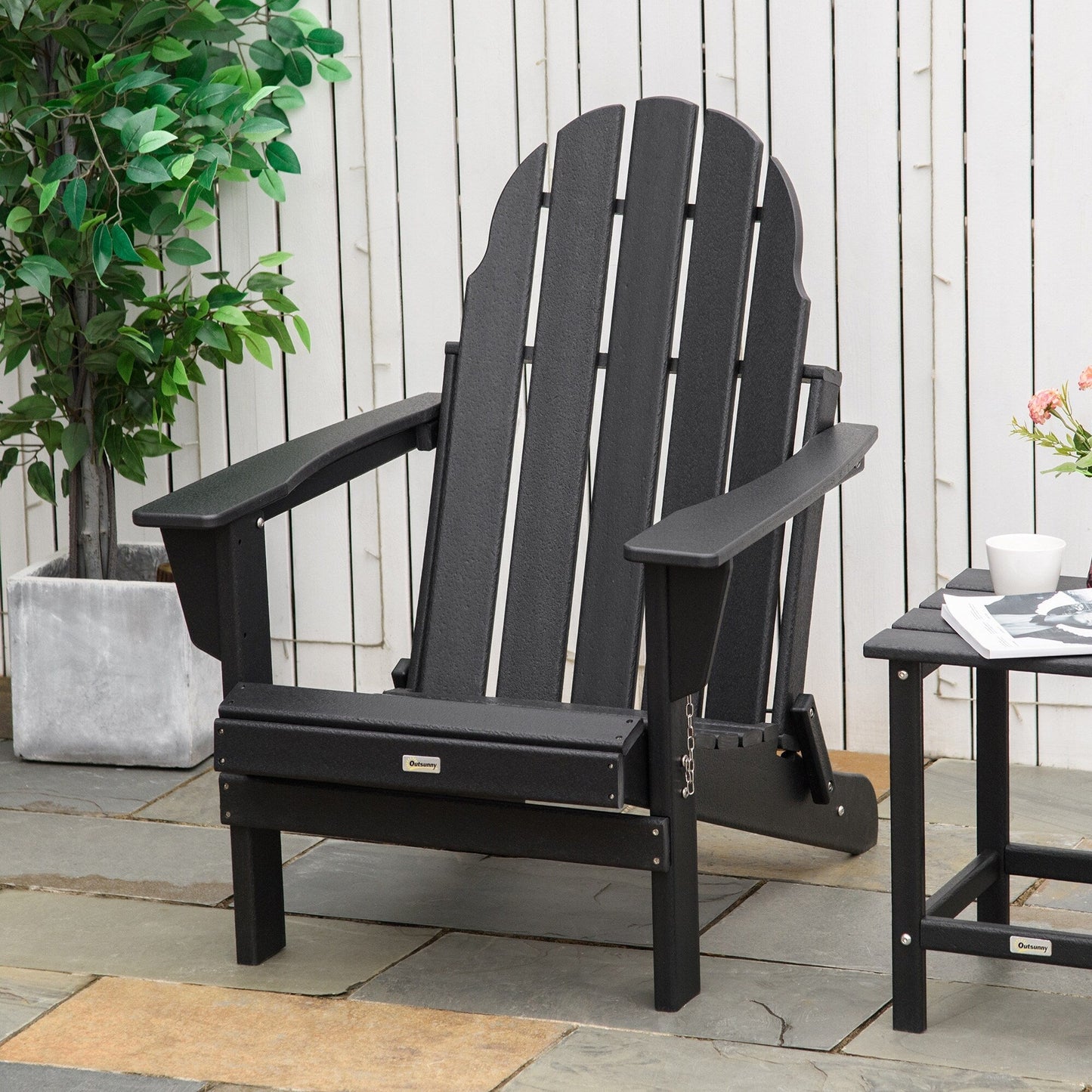 Chaise Adirondack pliante Outsunny, chaises longues d'extérieur en plastique PEHD résistant aux intempéries pour terrasse, patio et jardin