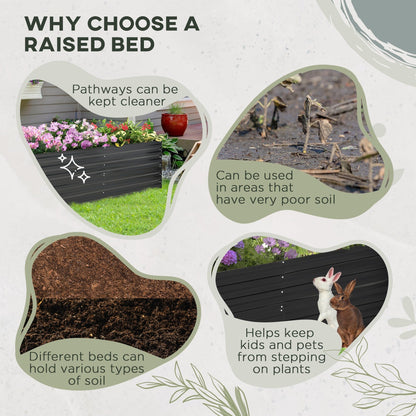 Jardinière surélevée Outsunny, 71 x 36 x 23 cm, en acier galvanisé, pour plantes d'extérieur avec tiges renforcées