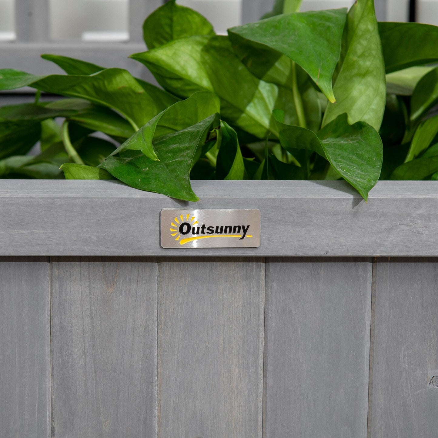 Jardinière en bois Outsunny avec treillis, potager surélevé pour plantes grimpantes avec trous de drainage et toit