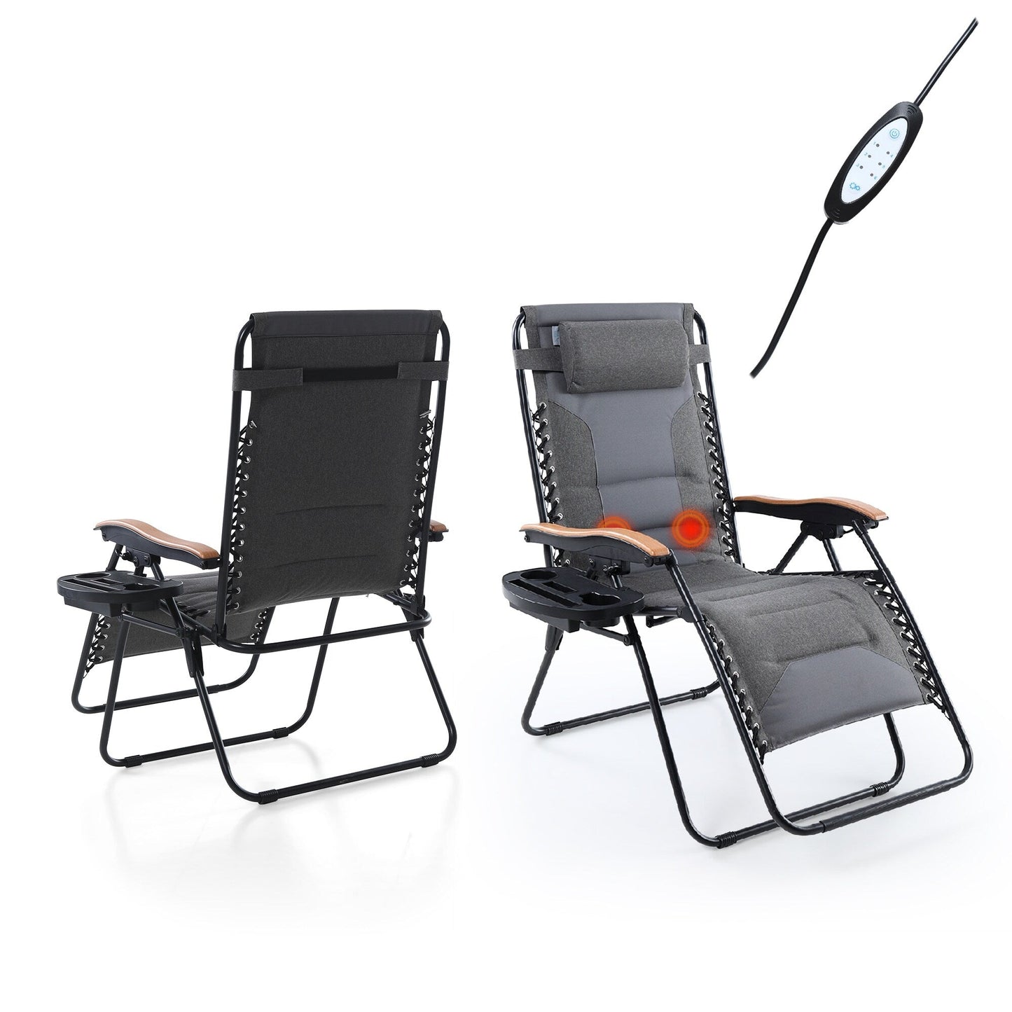 Fauteuil lounge XL surdimensionné rembourré zéro gravité avec accoudoirs plus larges, inclinable et porte-gobelet - Non disponible