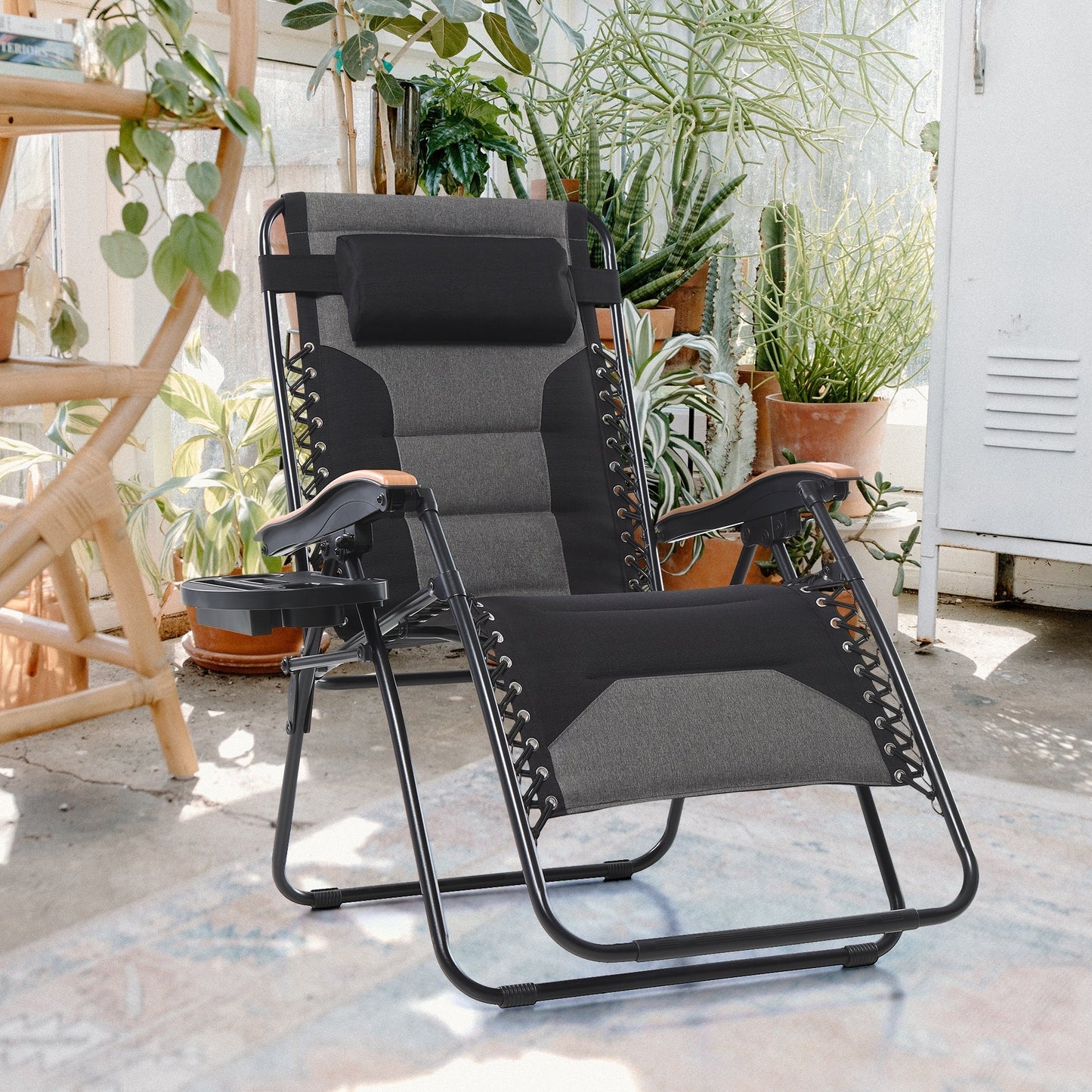 Fauteuil lounge XL surdimensionné rembourré zéro gravité avec accoudoirs plus larges, inclinable et porte-gobelet - Non disponible