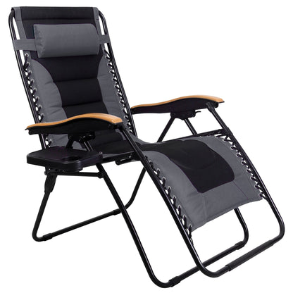 Fauteuil lounge XL surdimensionné rembourré zéro gravité avec accoudoirs plus larges, inclinable et porte-gobelet - Non disponible