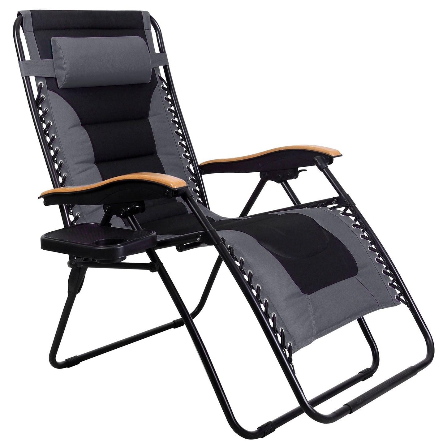 Fauteuil lounge XL surdimensionné rembourré zéro gravité avec accoudoirs plus larges, inclinable et porte-gobelet - Non disponible