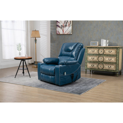 Fauteuil inclinable électrique surdimensionné en cuir PU avec fonction massage, chauffage lombaire, porte-gobelet et inclinaison à 180°