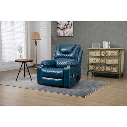 Fauteuil inclinable électrique surdimensionné en cuir PU avec fonction massage, chauffage lombaire, porte-gobelet et inclinaison à 180°