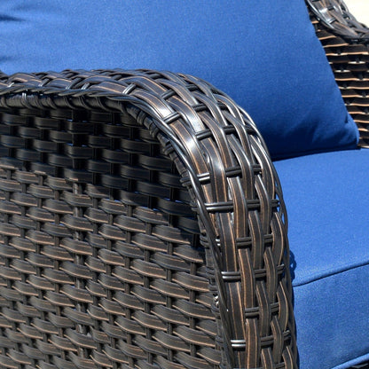 Ensemble de conversation OVIOS 5 pièces en résine tressée avec dossier haut