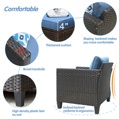 Ensemble de mobilier de patio OVIOS 5 pièces en résine tressée avec dossier haut