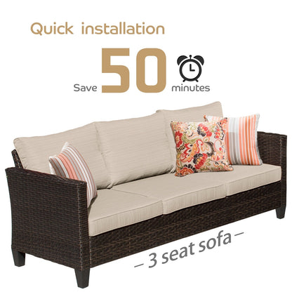 Ensemble de mobilier de patio OVIOS 5 pièces en résine tressée avec dossier haut