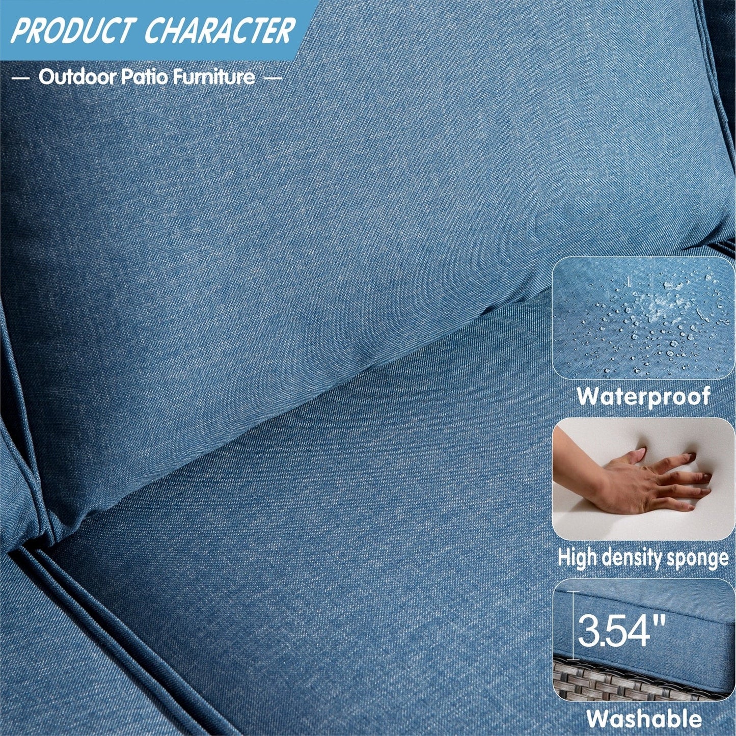 Ensemble de mobilier de patio OVIOS 5 pièces en résine tressée avec dossier haut