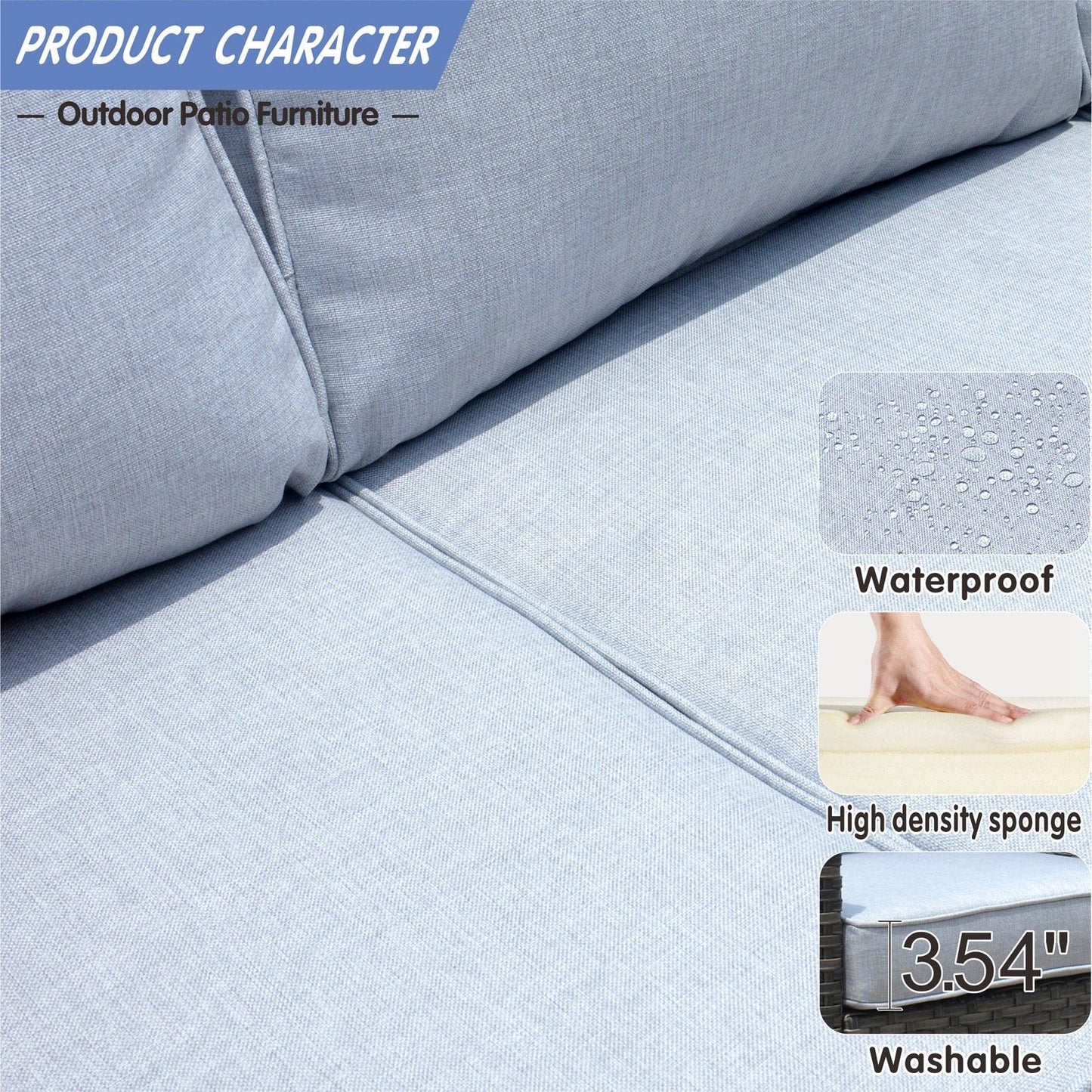 Ensemble de mobilier de patio OVIOS 5 pièces en résine tressée avec dossier haut