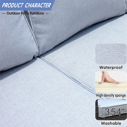 Ensemble de mobilier de patio OVIOS 5 pièces en résine tressée avec dossier haut