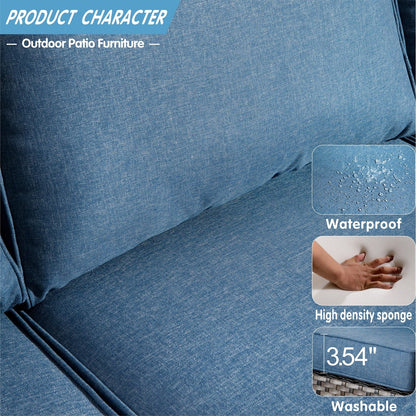 Ensemble de mobilier de patio OVIOS 5 pièces en résine tressée avec dossier haut