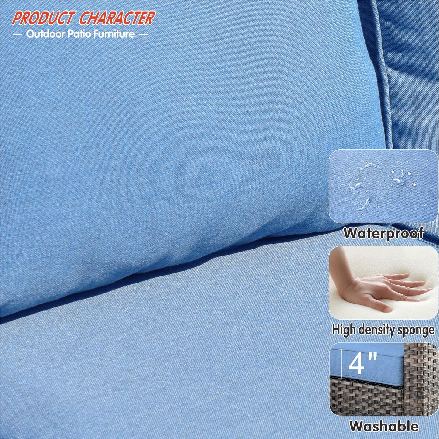 Ensemble de mobilier de patio OVIOS 5 pièces en résine tressée avec dossier haut