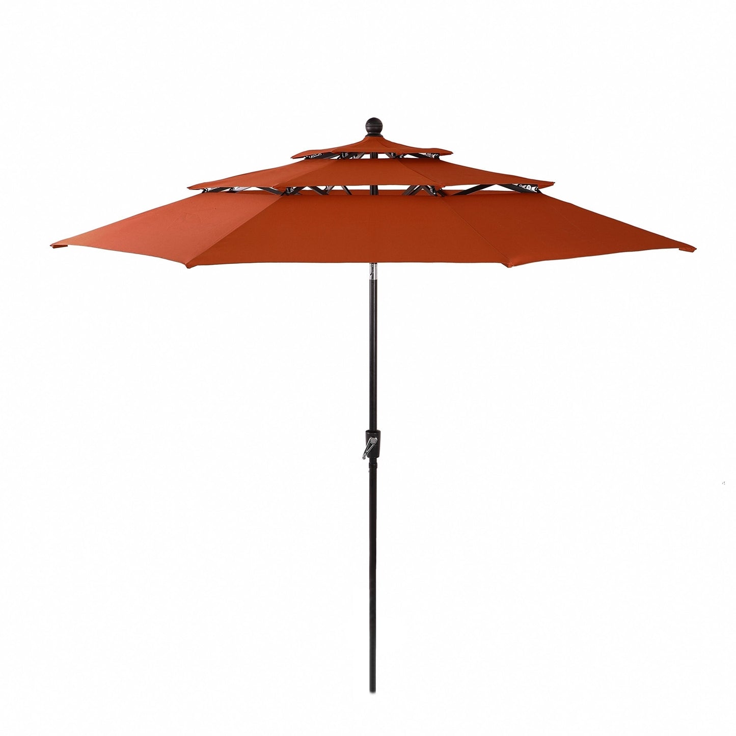 Parasol d'extérieur MAISON ARTS de 3 m (10 pi) à 3 niveaux, compatible avec la plupart des tables de patio, avec ventilation, inclinaison automatique et manivelle.