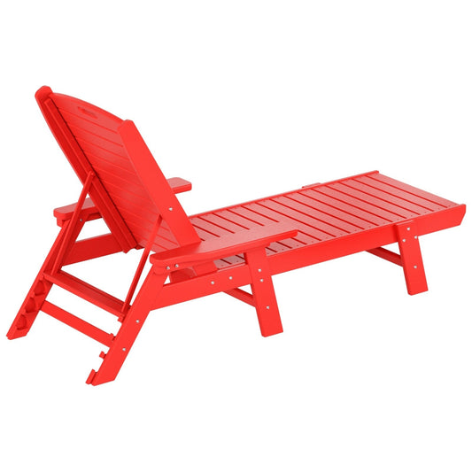 Ensemble de 3 chaises longues inclinables Polytrends Laguna HDPE pour terrasse et piscine, résistantes aux intempéries, avec table d'appoint carrée.