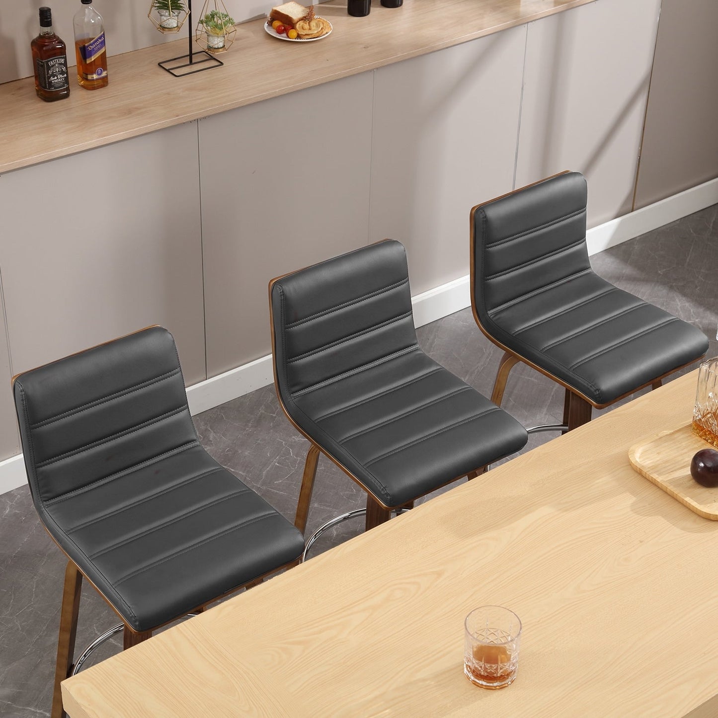 Tabourets de bar/comptoir pivotants en similicuir 26/29, lot de 2/3