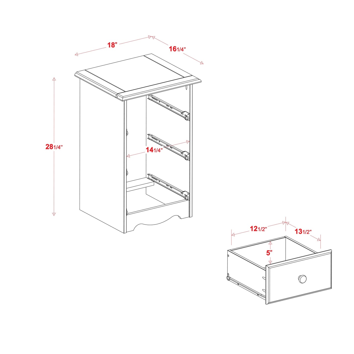 Table de chevet Palace Imports 100% bois massif à 3 tiroirs avec poignées en métal ou en bois