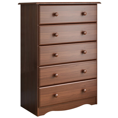 Commode à 5 tiroirs 100 % bois massif Palace Imports avec poignées en métal ou en bois