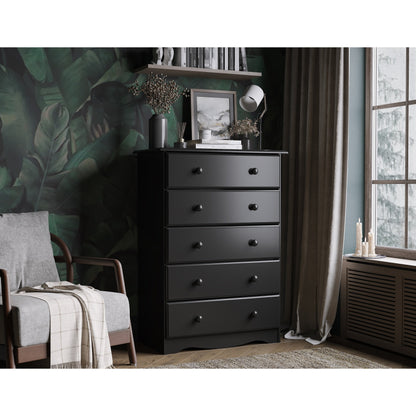 Commode à 5 tiroirs 100 % bois massif Palace Imports avec poignées en métal ou en bois