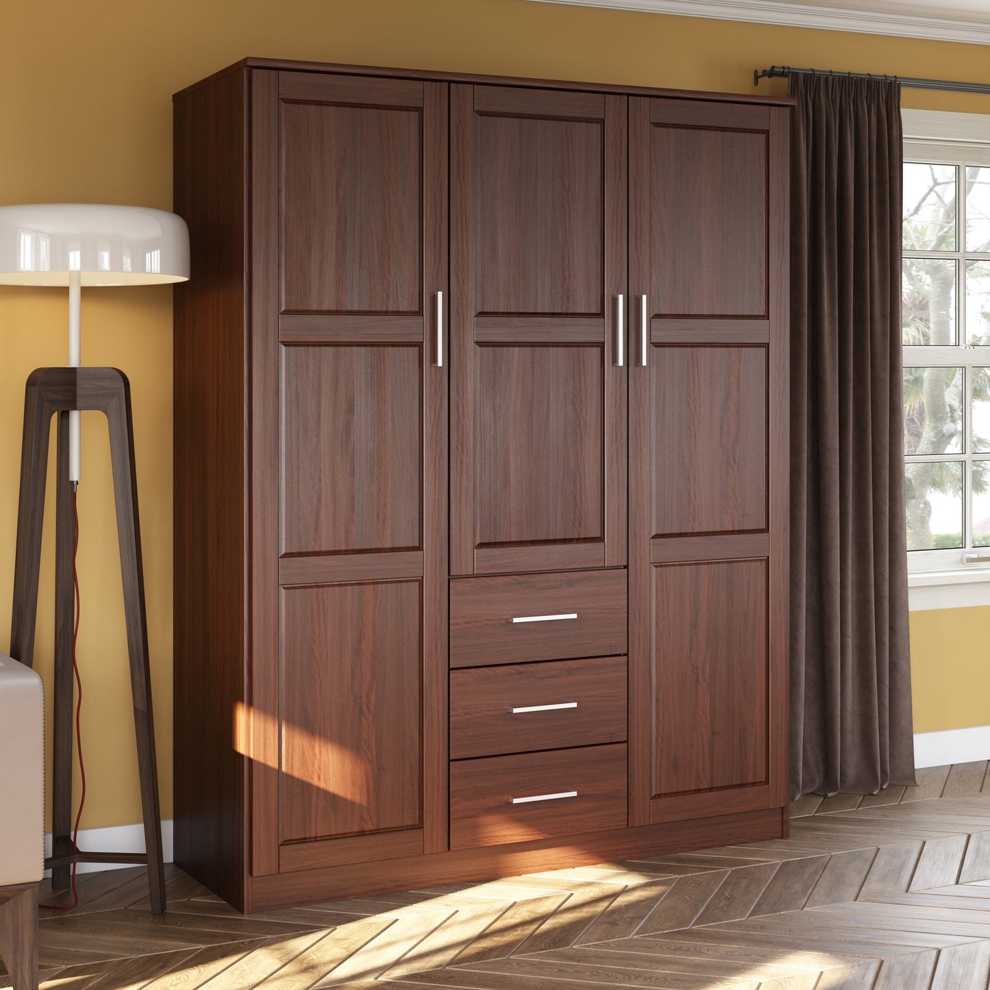 Armoire-penderie Palace Imports Cosmo 3 portes, 100 % bois massif, avec portes en bois massif ou miroir