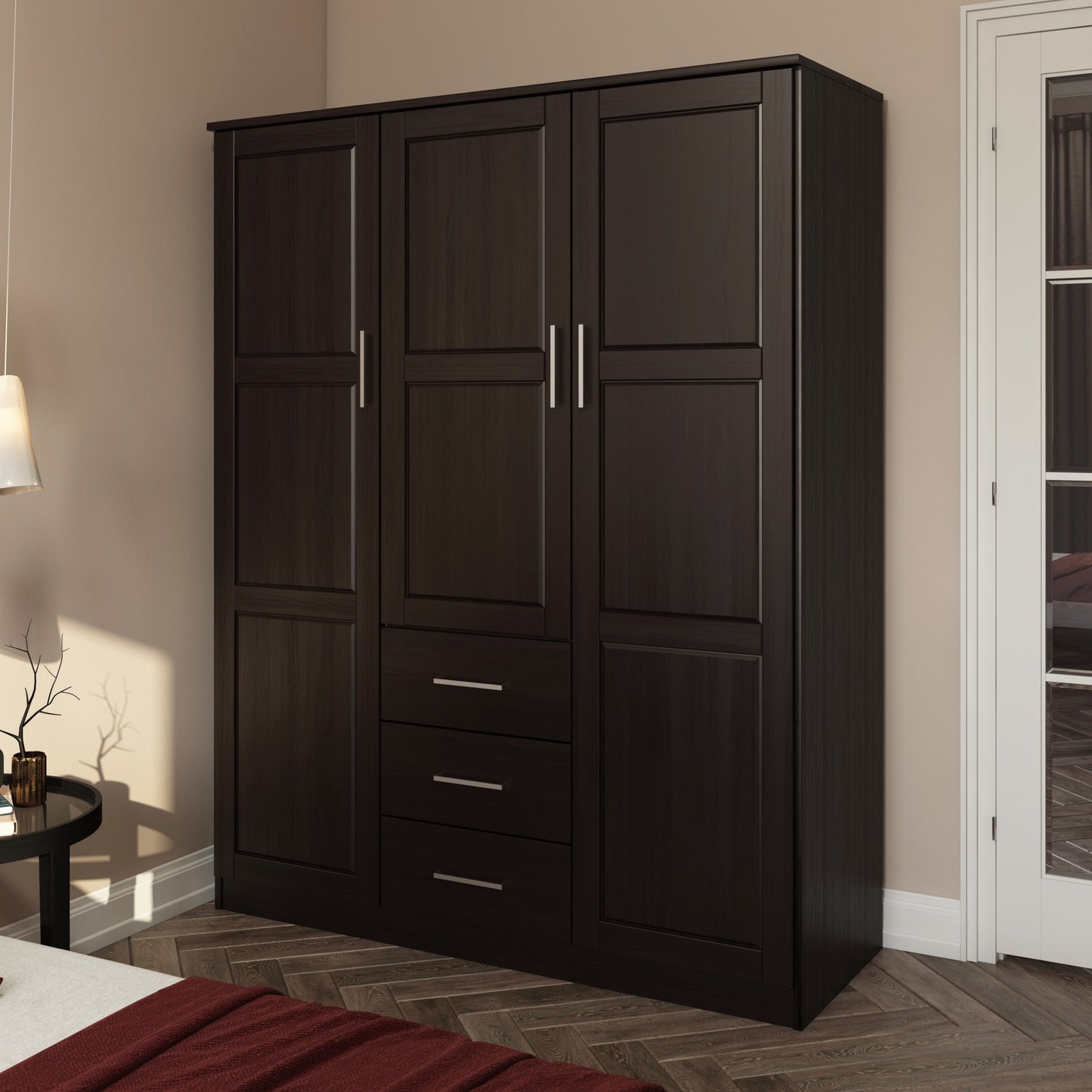 Armoire-penderie Palace Imports Cosmo 3 portes, 100 % bois massif, avec portes en bois massif ou miroir