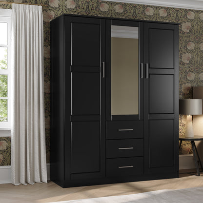 Armoire-penderie Palace Imports Cosmo 3 portes, 100 % bois massif, avec portes en bois massif ou miroir