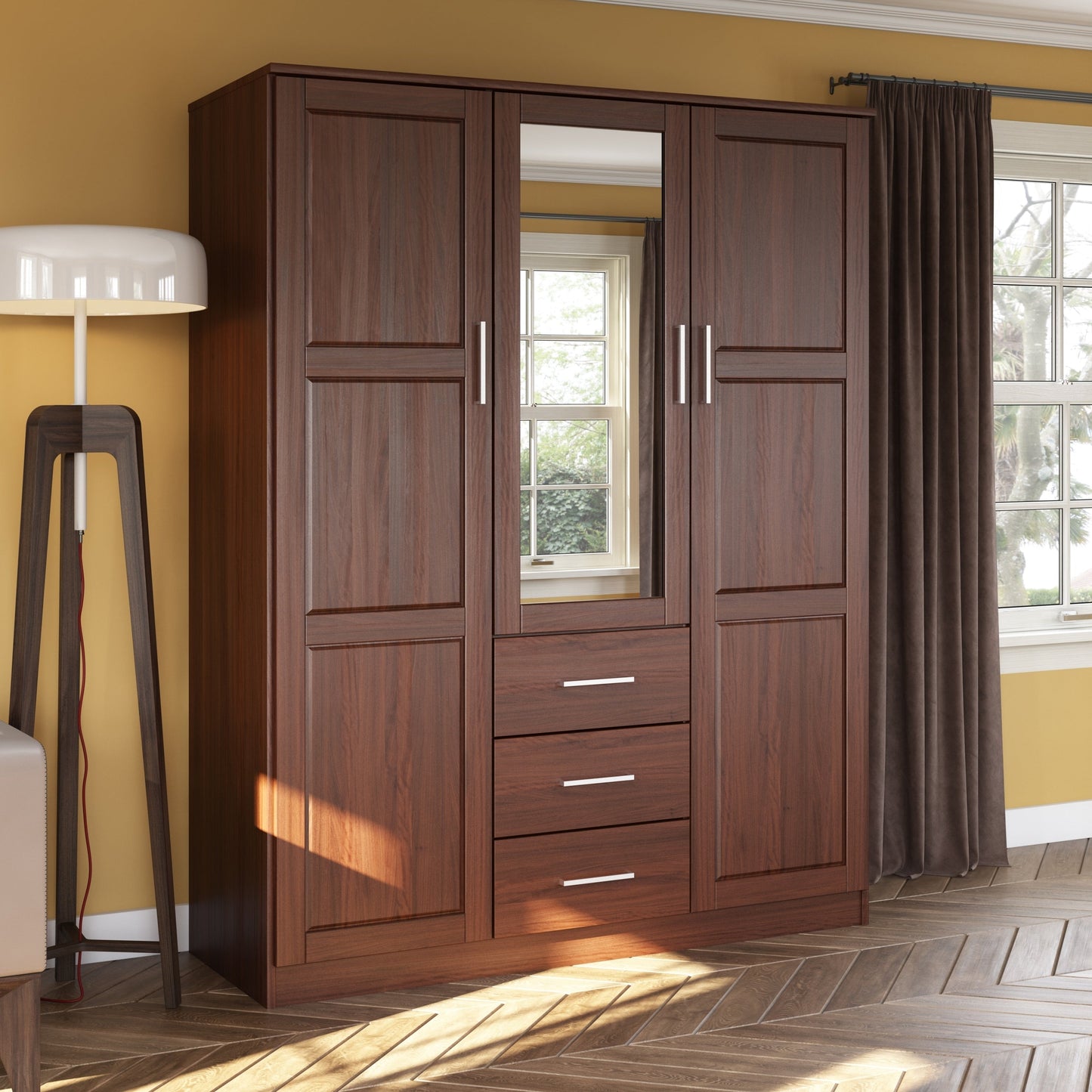 Armoire-penderie Palace Imports Cosmo 3 portes, 100 % bois massif, avec portes en bois massif ou miroir