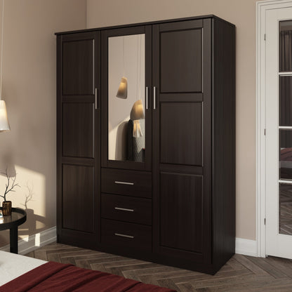 Armoire-penderie Palace Imports Cosmo 3 portes, 100 % bois massif, avec portes en bois massif ou miroir