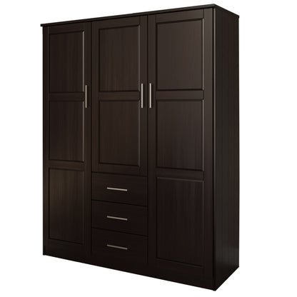 Armoire-penderie Palace Imports Cosmo 3 portes, 100 % bois massif, avec portes en bois massif ou miroir