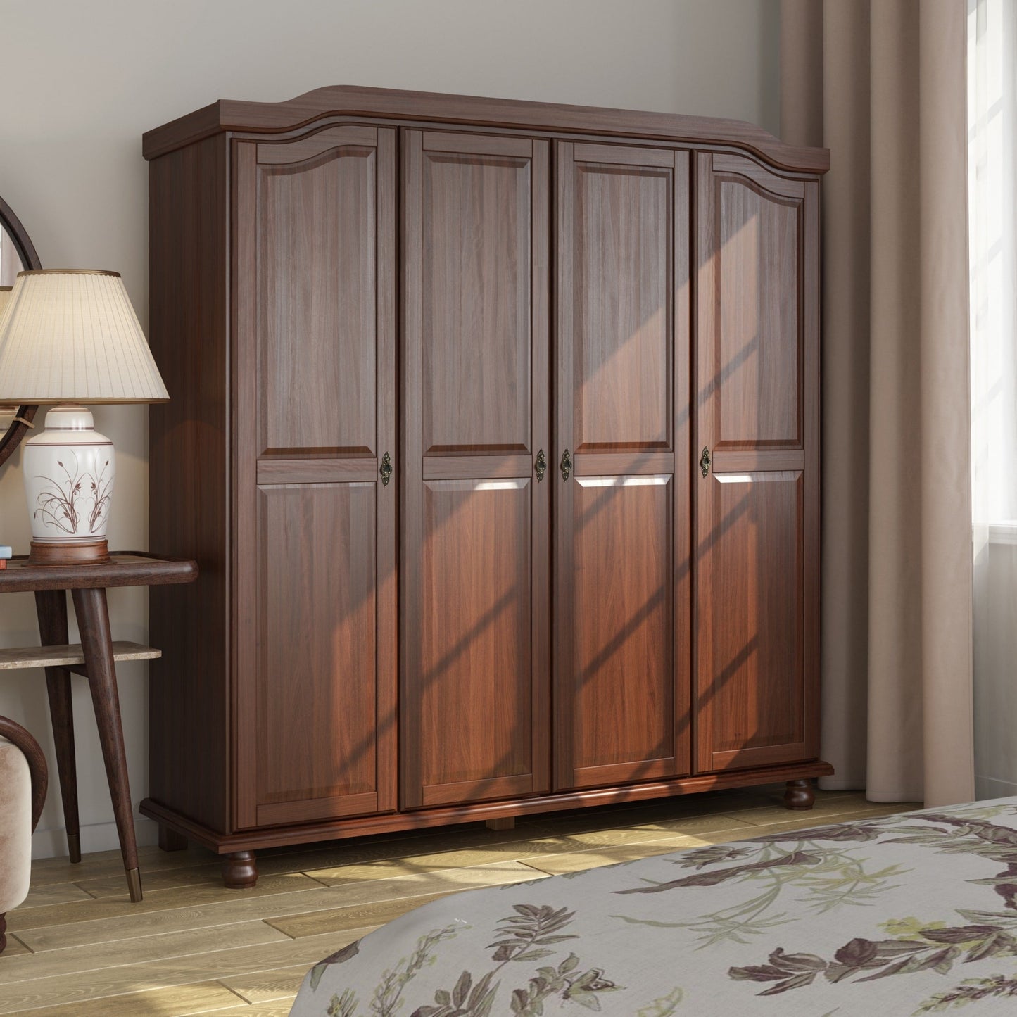 Armoire-penderie Kyle 4 portes de Palace Imports, 100 % bois massif, avec portes en bois massif ou miroir