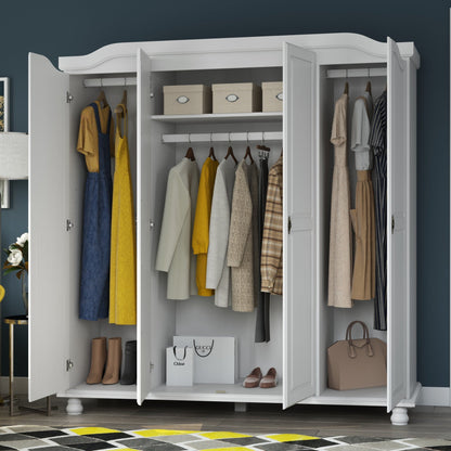 Armoire-penderie Kyle 4 portes de Palace Imports, 100 % bois massif, avec portes en bois massif ou miroir