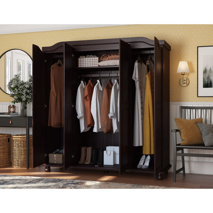 Armoire-penderie Kyle 4 portes de Palace Imports, 100 % bois massif, avec portes en bois massif ou miroir
