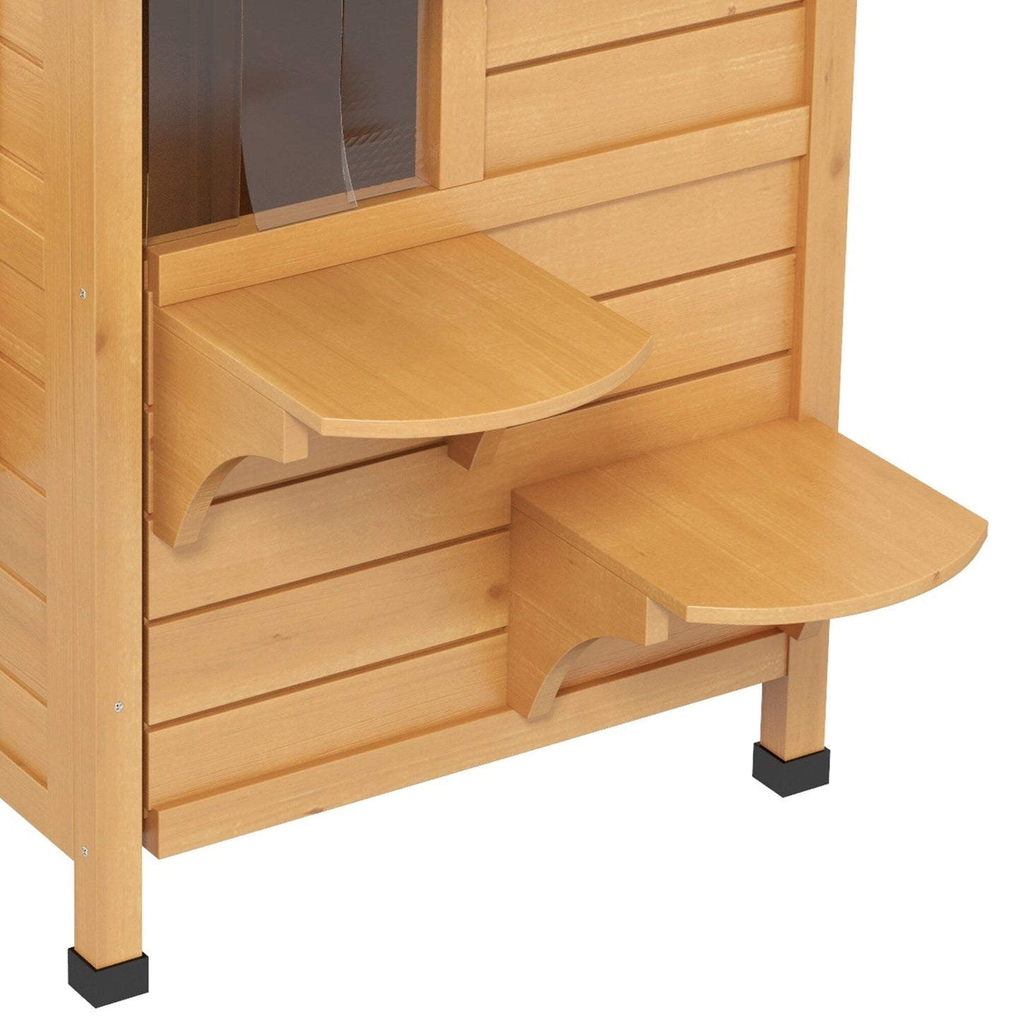 Niche extérieure à deux étages en bois de sapin PawHut, abri pour chats errants avec toit en asphalte ouvrable, pour une utilisation intérieure/extérieure, blanc/gris