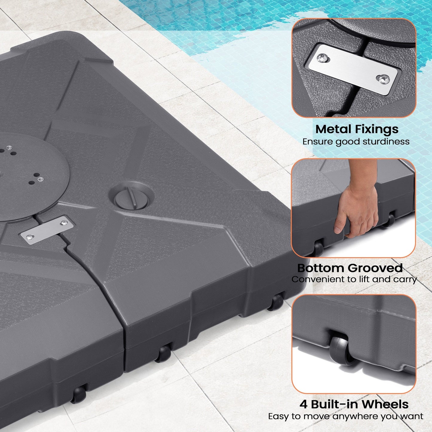 Pied de parasol déporté Pellabant 220 lb avec roulettes - Non disponible