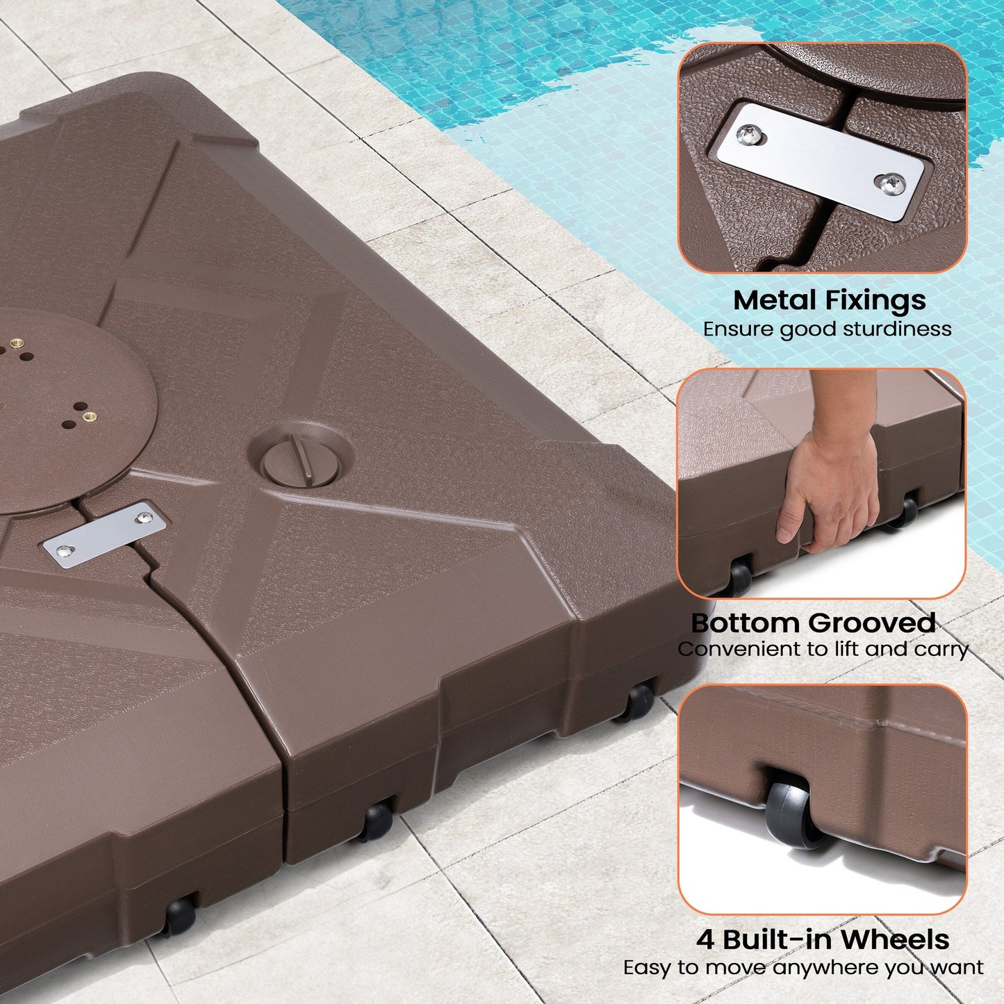 Pied de parasol déporté Pellabant 220 lb avec roulettes - Non disponible