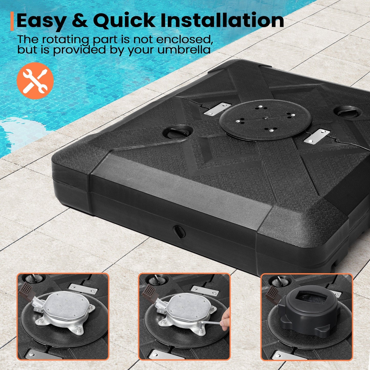 Pied de parasol déporté Pellabant 220 lb avec roulettes - Non disponible